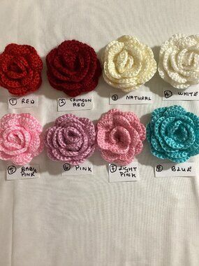 CROCHET ROSE FLOWERS 3. 5 INCHES/9 CM